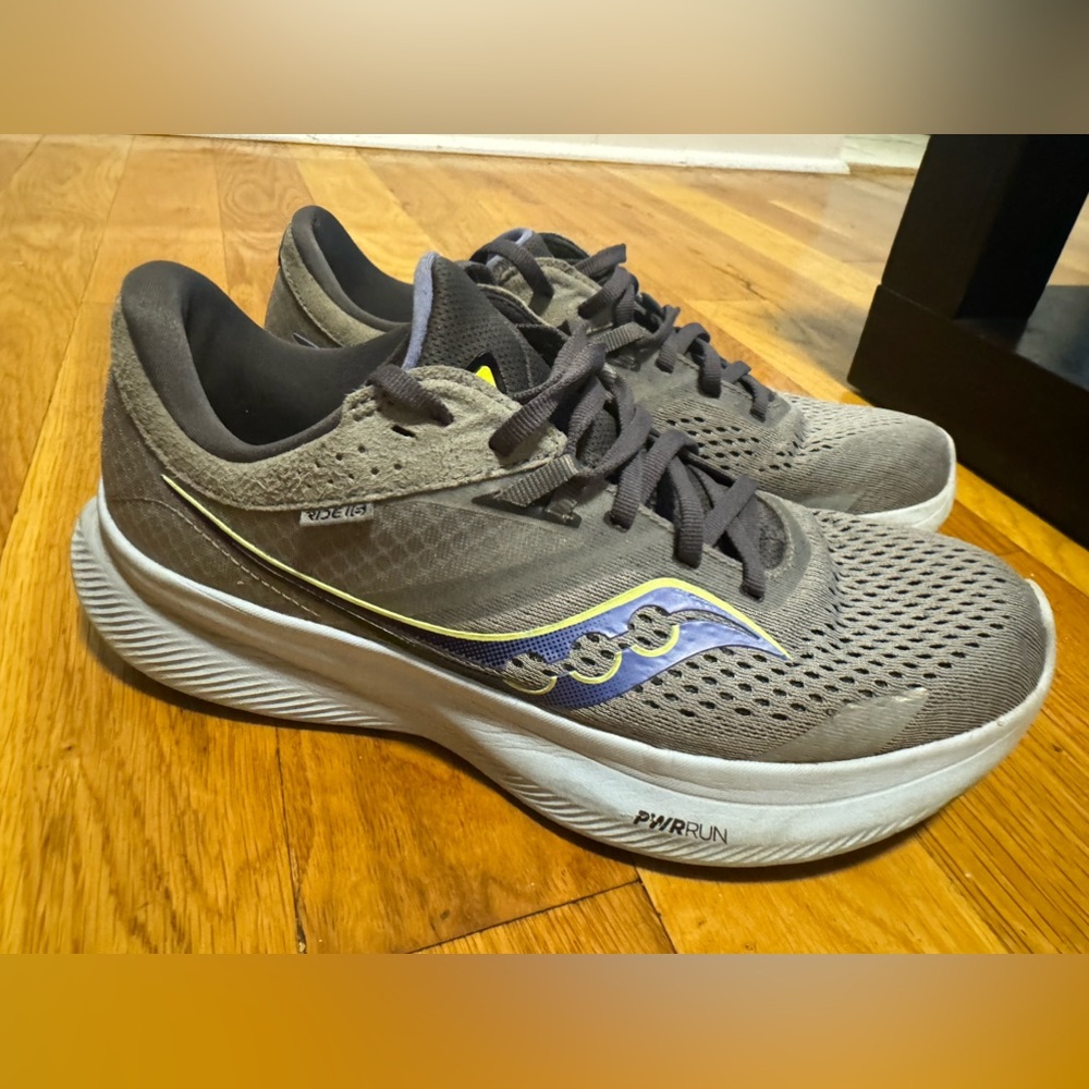 Saucony Ride 16 Women's Size 10 Gray White Lace Up Athletic Shoes S10830-15